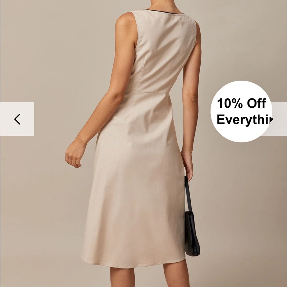 NWT RIHOAS Khaki Round-Neck A-Line Midi Dress - Picture 5 of 10